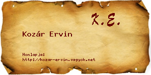 Kozár Ervin névjegykártya