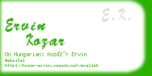 ervin kozar business card